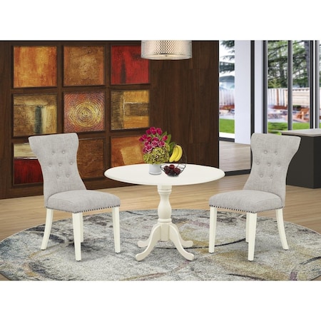 East West Furniture 3 Piece Dublin Kitchen Table Set - Linen White DMGA3-LWH-35